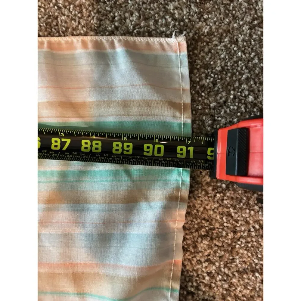 Vintage Twin Striped Southwest Flat Sheet 1970's Yellow Floral Top 64